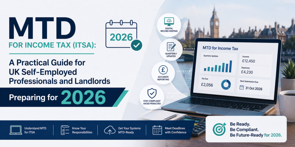 MTD for Income Tax (ITSA): A Practical Guide for UK Self-Employed Professionals and Landlords Preparing for 2026 13 MTD for Income Tax (ITSA) A Practical Guide for UK Self-Employed Professionals and Landlords Preparing for 2026